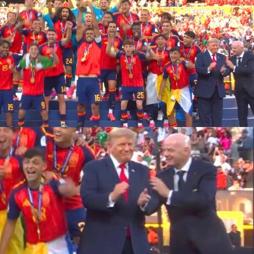 Donal Trump se vuelve tendencia en Redes Sociales y los Memes no paran 3 Dónal Trump con aficionados en un evento deportivo.