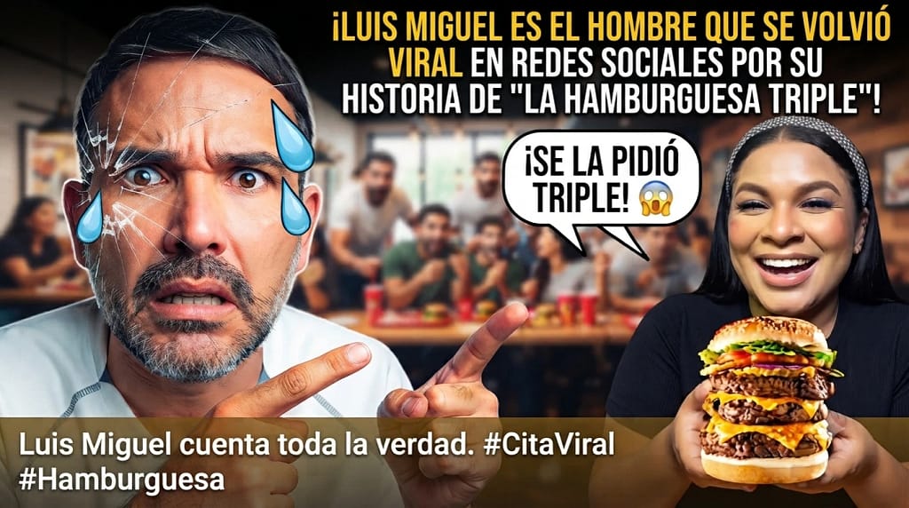 La Polémica de la "Hamburguesa Triple" que Revolucionó las Redes: El Debate que Divide a Internet 1 Luis Miguel con cara de sorpresa y una hamburguesa triple viral. #HamburguesaTriple