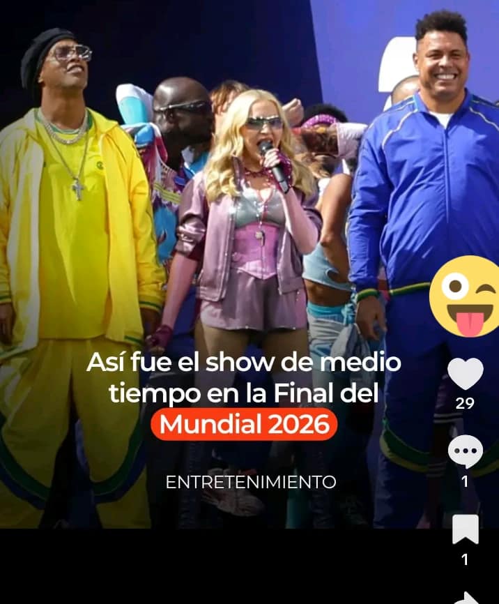 Madonna conquista la Final del Mundial FIFA 2026 con un espectáculo inolvidable junto a Ronaldo y Ronaldinho 3 Madonna, Ronaldo y Ronaldinho en el show de medio tiempo del Mundial 2026.